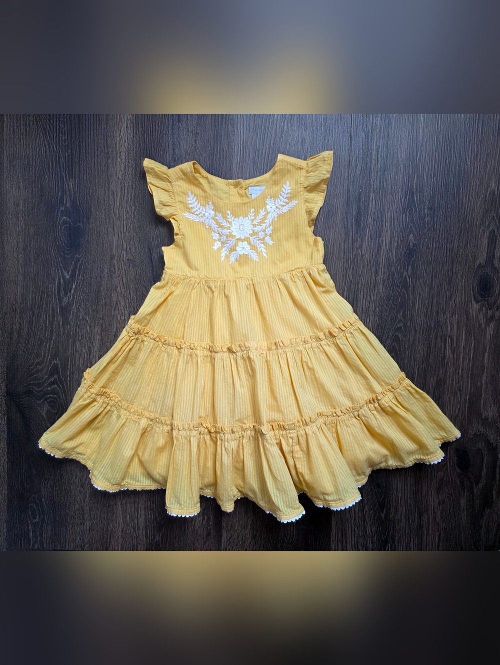 Tahari mustard yellow embroidered dress